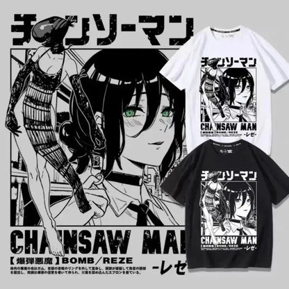 Reze panel mashup design Chainsaw Man t-shirt