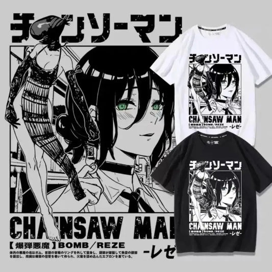 Reze panel mashup design Chainsaw Man t-shirt
