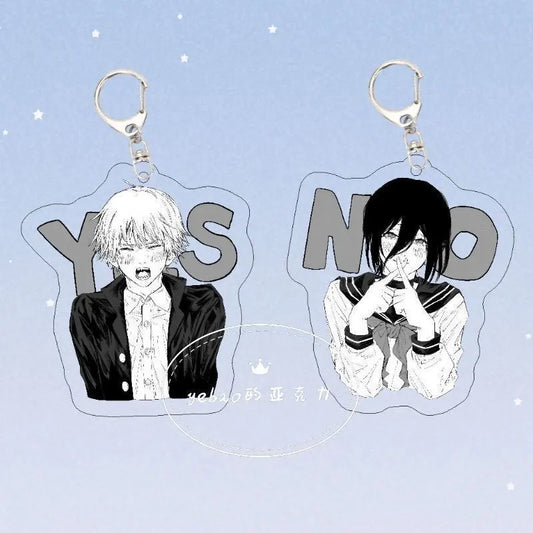 B&W Reze & Denji Keychains